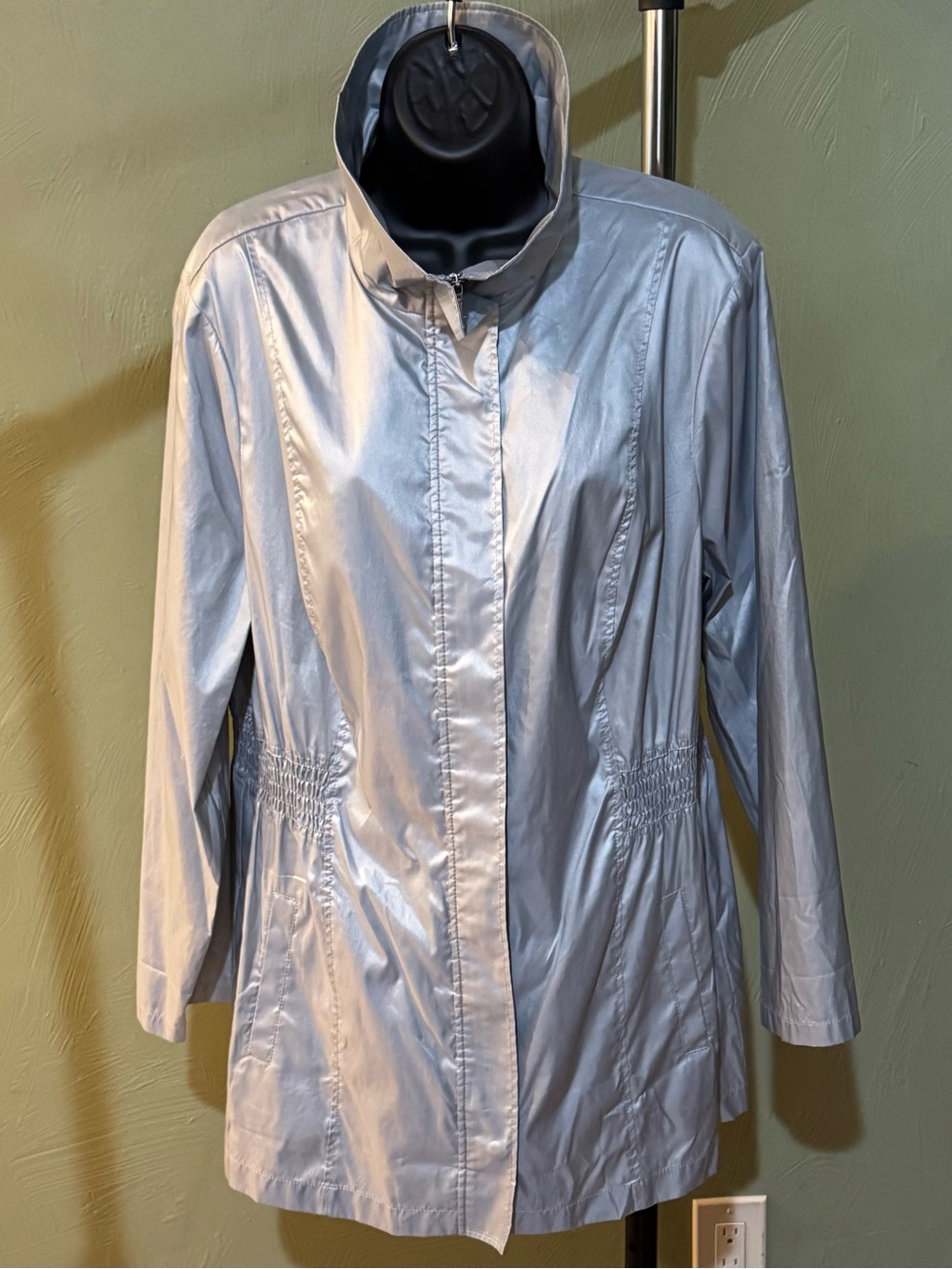 Chico's Collection Silver-Gray Lightweight Travel Rain Jacket Size 3 US 16 / XL - Picture 5 of 12